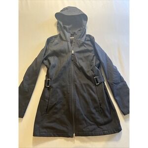 Size S 4-6 Women's Free Tech Black Hooded Full Zip Jacket Soft Shell Mint C